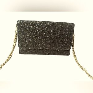 Banana Republic Crossbody Wallet - Black/Brown with Sparkle Gold Chain